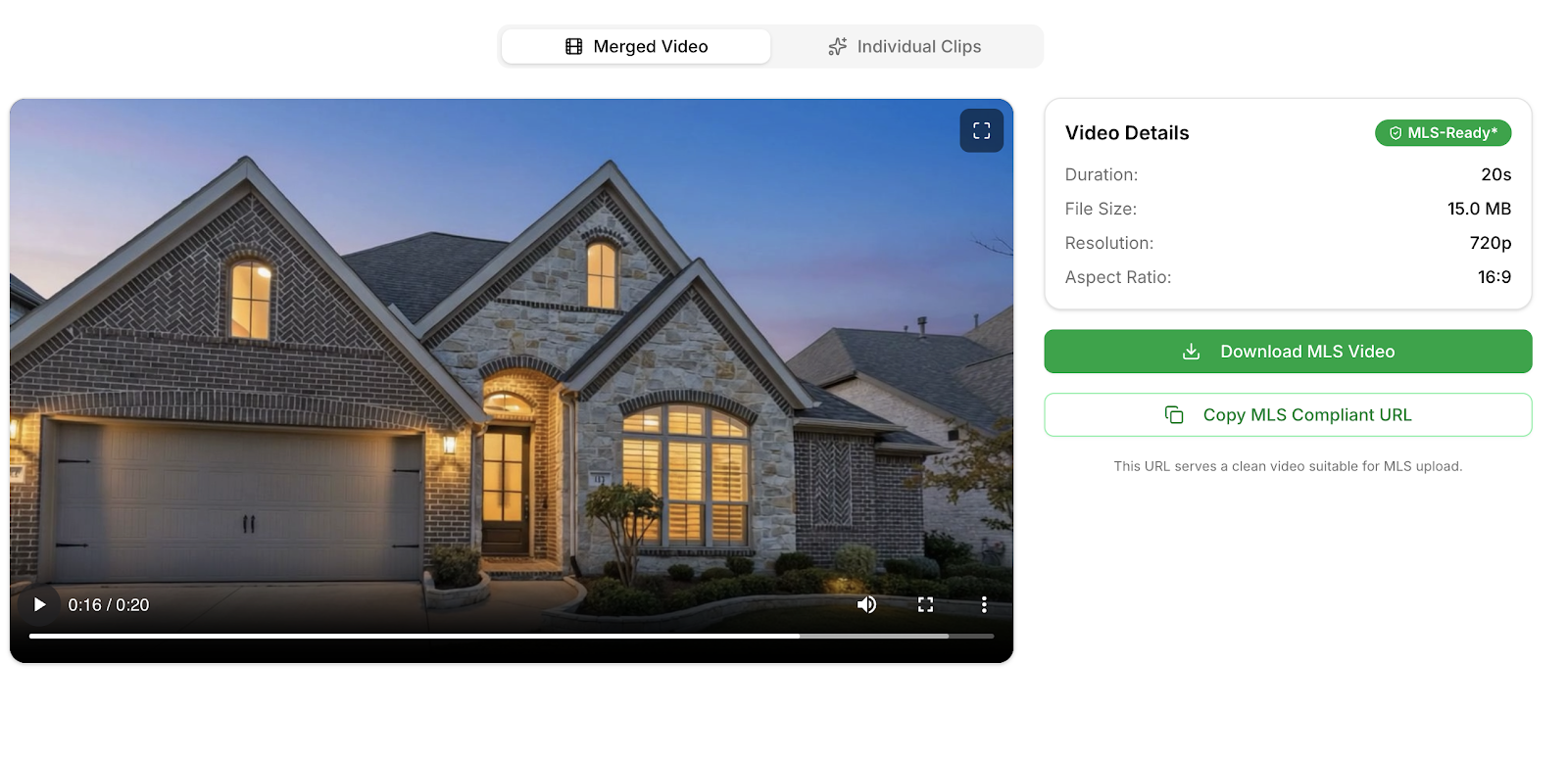 Screenshot of Reel Estate's custom video URL feature